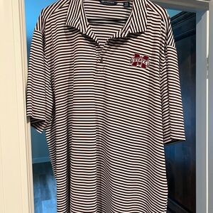 Cutter & Buck Maroon and White Striped Polo